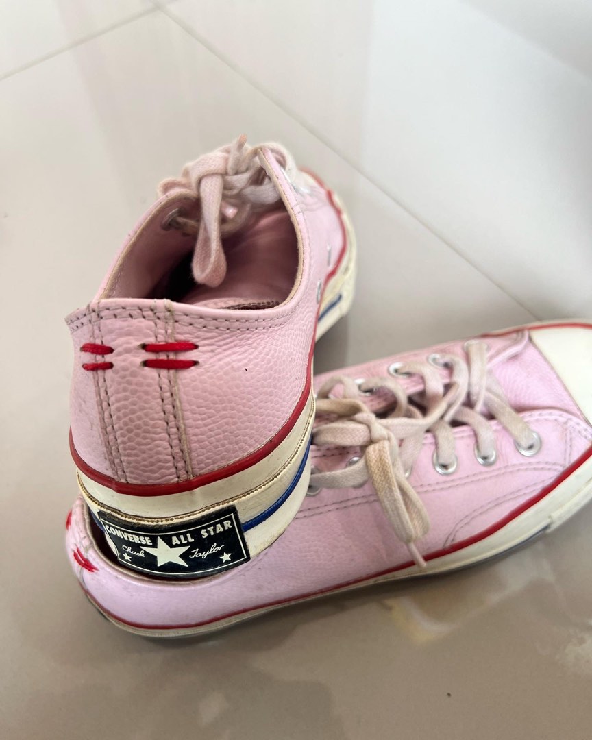 Converse kulit pink store