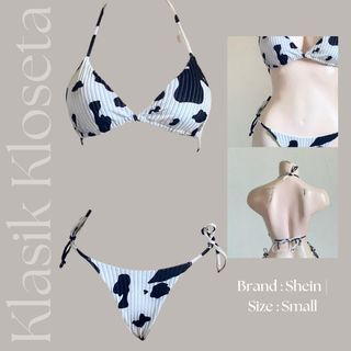 Cow Print Velvet Sexy Tie Two Piece Bikini Swimsuit