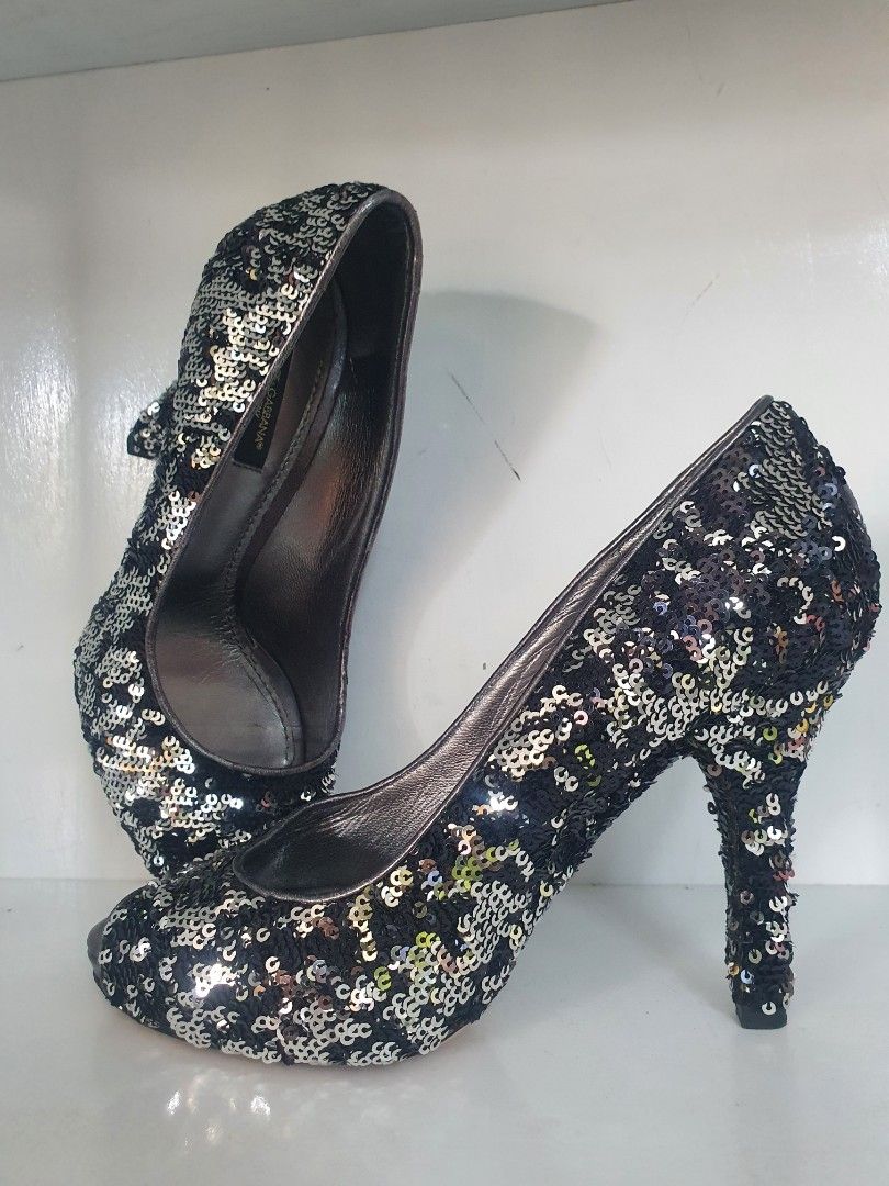 Silver clearance sequin pumps