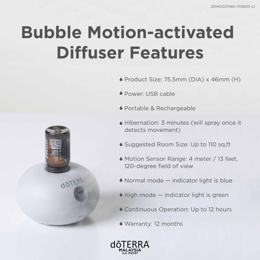 Doterra Bubble diffuser + 15ml Peppermint, Furniture & Home Living ...