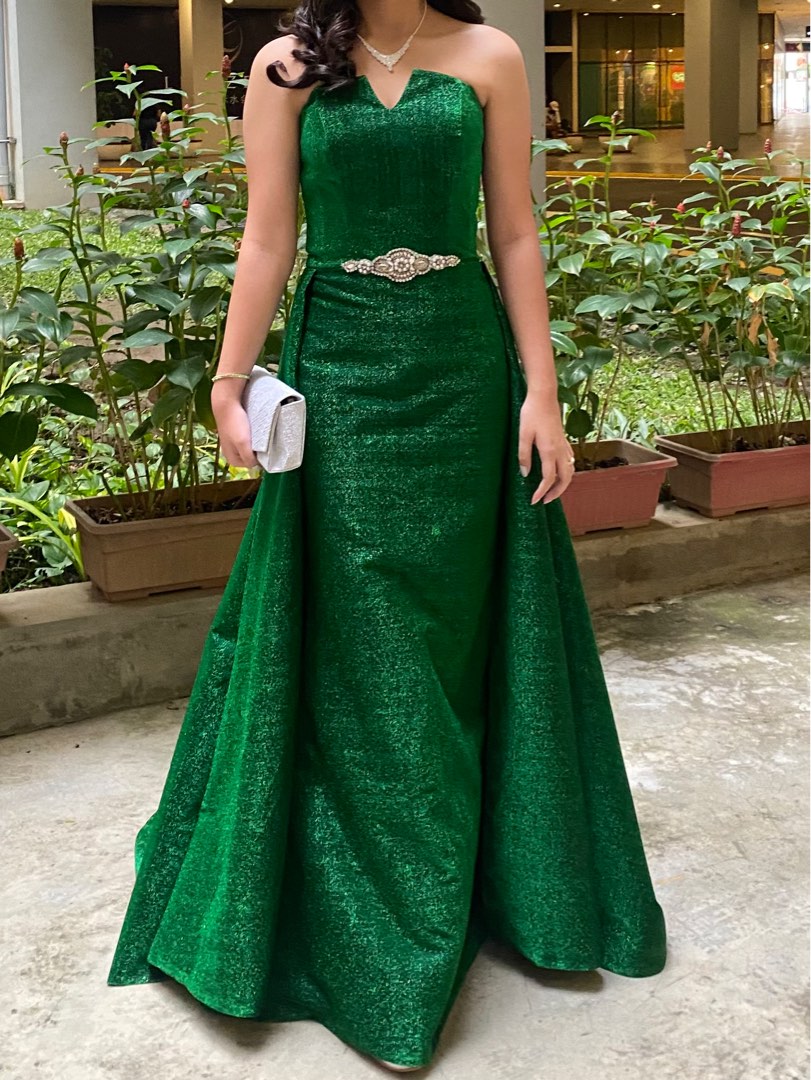 Emerald green gown for rent S XL