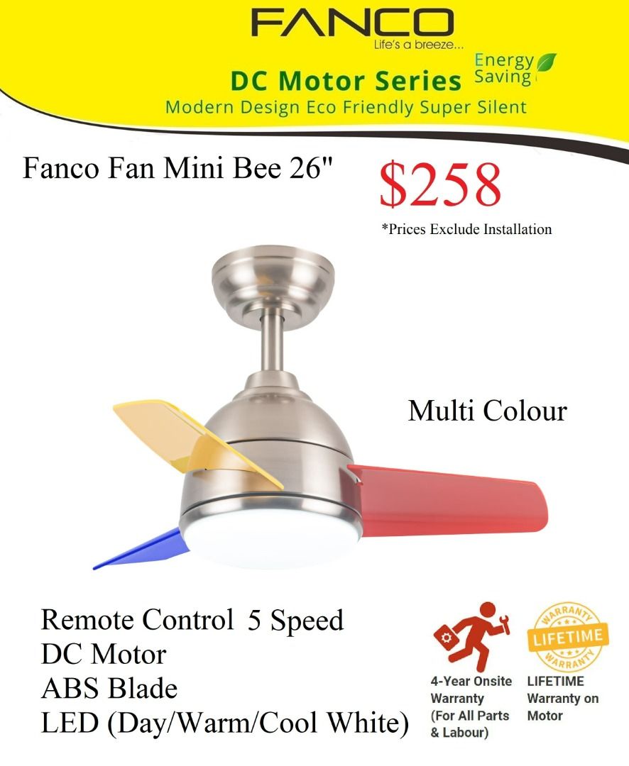 Fanco Fan Mini Bee 26"/Fanco Fan/Small Size Ceiling Fan/Smallest