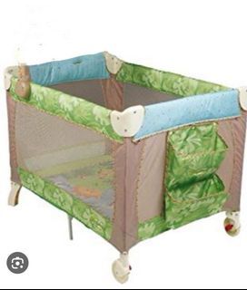 Fisher price deluxe rainforest 3 in 1 baby cot travel cot with latex mattress 