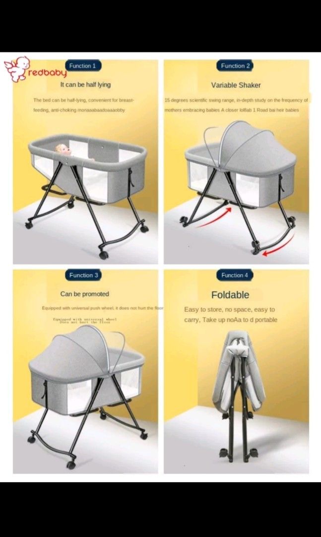 Foldable travel cot with wheels, Babies & Kids, Baby Nursery & Kids