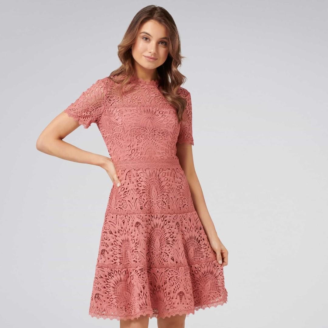 Forever New Coral Lace Dress
