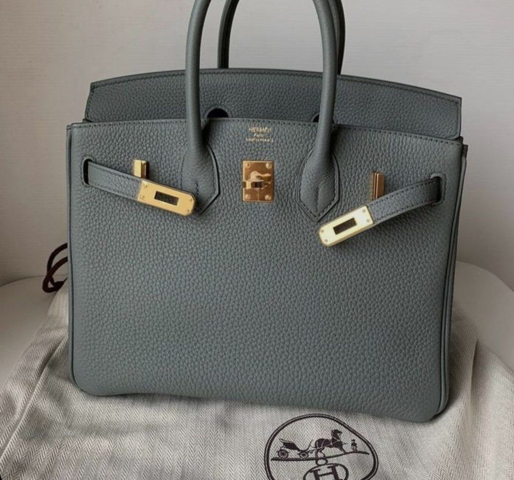 NEW Hermès Birkin 25 Mini Togo Etain Grey Leather Rose Gold RGHW Z