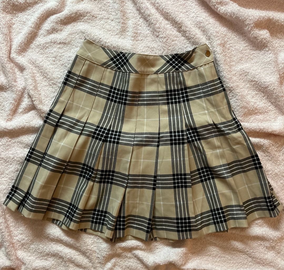 Handm Beige Plaid Pleated Short Skirt Womens Fashion Bottoms Skirts On Carousell 