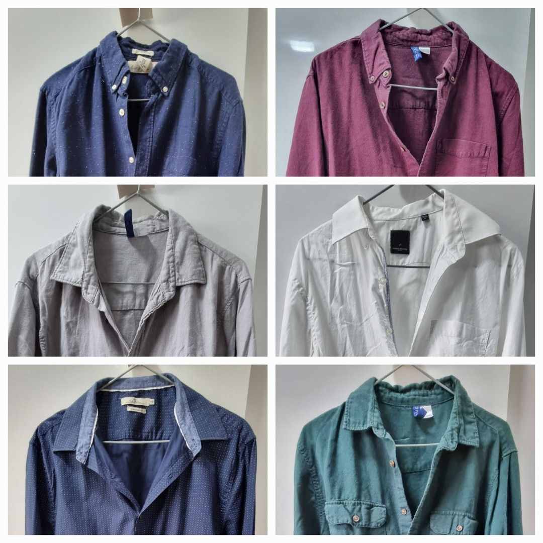 H&M branded long-sleeve men's shirts - Medium (Category: Formal Shirts) located in Pasig City. Submitted by rjdecluttering (Listing ID 1231700890, Image 1). Description: P450 each Preloved branded men's long sleeves HQ, good quality Buttons are all intact, most come with extra button Shipping fee c/o buye.