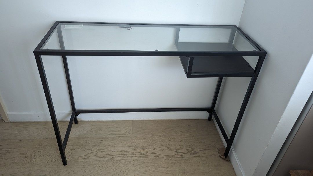 Ikea desk glass top, Furniture & Home Living, Furniture, Tables & Sets