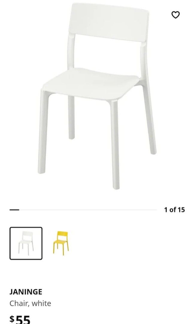 Ikea stackable chairs Janinge, Furniture & Home Living, Furniture