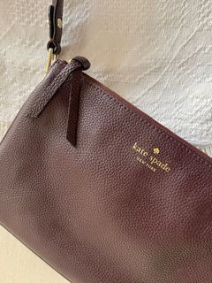 KATE SPADE NEW YORK Jackson Triple Gusset Pebble Leather Crossbody Bag in Chocolate Cherry