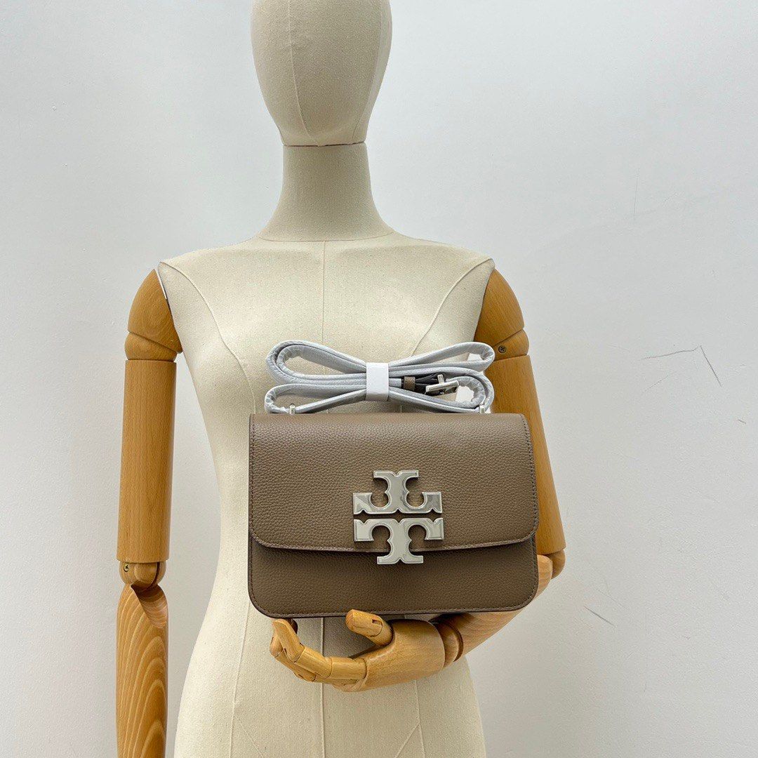 Large Tory Burch Eleanor Bag Brown Silver hardware Cowhide Leather