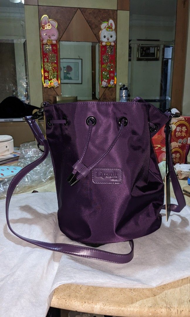 Purple bucket bag online