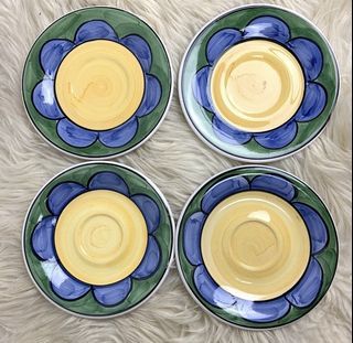 Living Art Alegria bundle lot set 4x small plates side dishes floral yellow cute