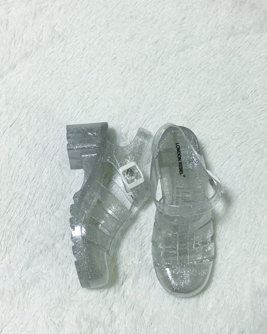London rebel gladiator jelly sandal in black outlet