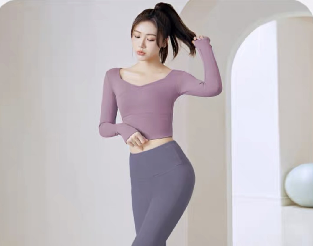 Purple yoga top sale