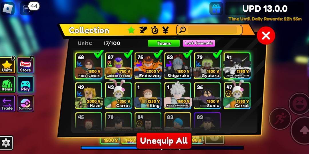 Anime Adventures VIP High End Account  1 Secret 12 Mythics 5 Evolved  LVL  94  UNIQUE GONE  No Bindings  Automatic Order