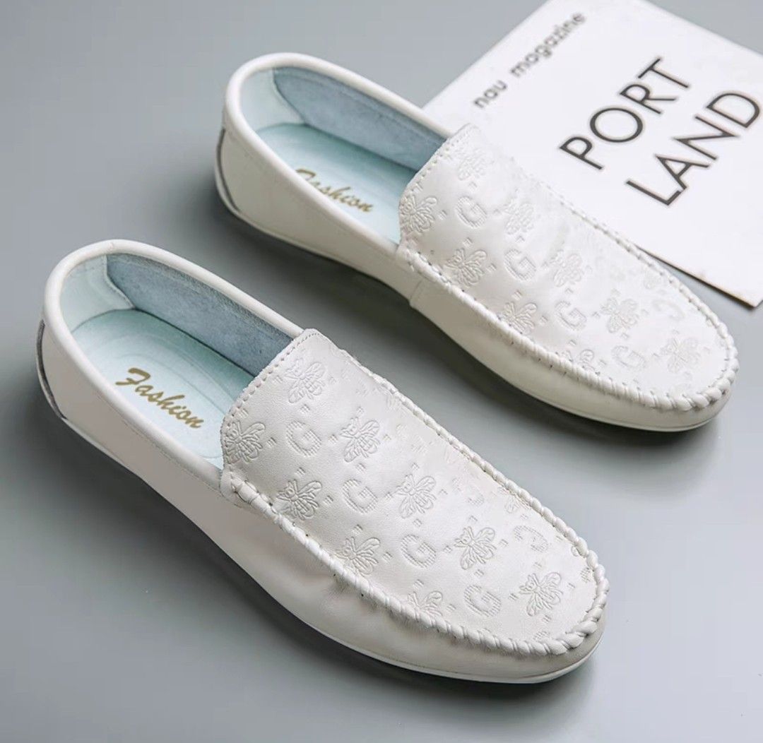 Men shoes men white shoe men green shoe beige shoe size 38 44 Genuine Leather