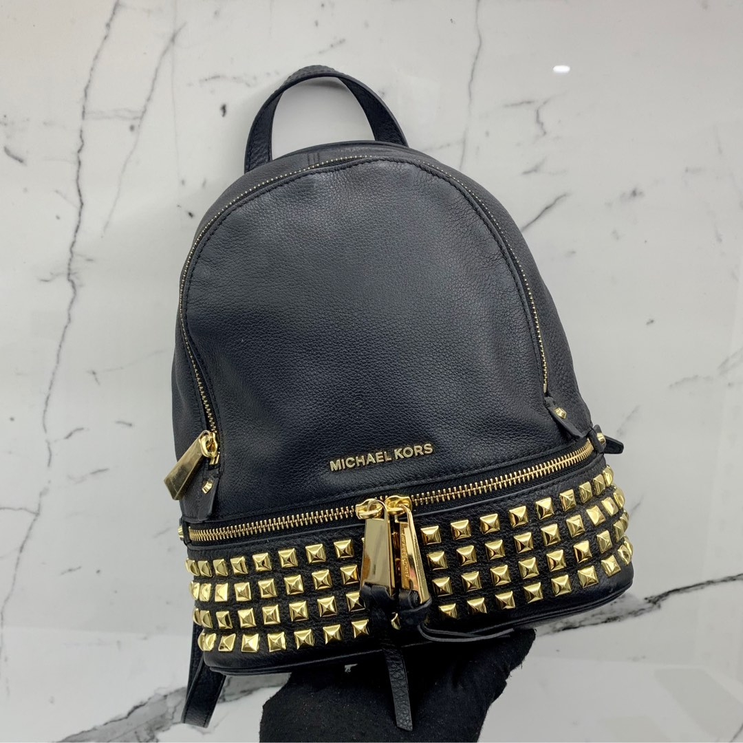 Black and gold michael kors backpack cheap