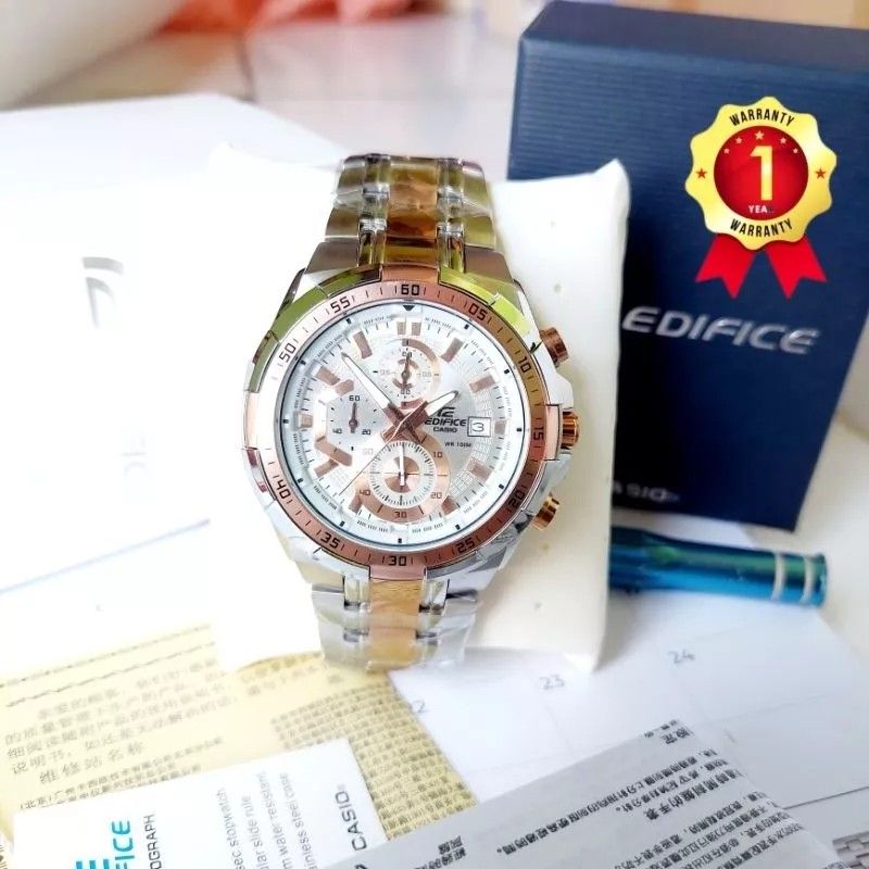 Mr CASIO EDIFICE EFR 539 Silver Rosegold Chronograph ORIGINAL