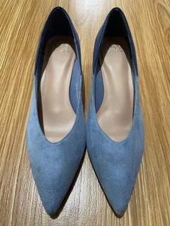 M&S Blue Suede Pointed Toe Insolia Heels