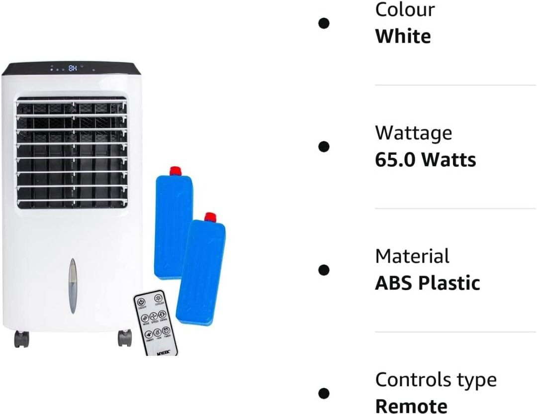 MYLEK Portable Air Cooler for Home with Remote Control & 2 Ice Packs