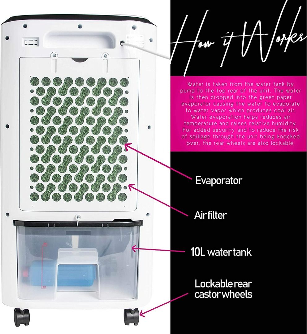 MYLEK Portable Air Cooler for Home with Remote Control & 2 Ice Packs