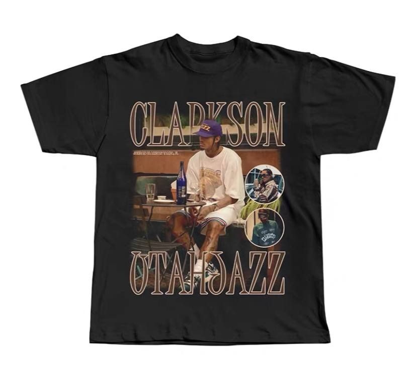 NBA Jordan Clarkson 人像Hip Hop Vintage Graphic 短袖T-Shirt, 男裝