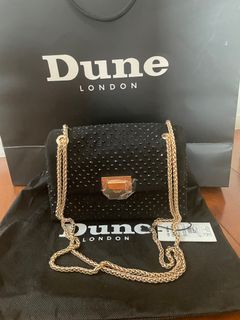 New Dune Berra Black Studded Bag with Gold Chain Hardware