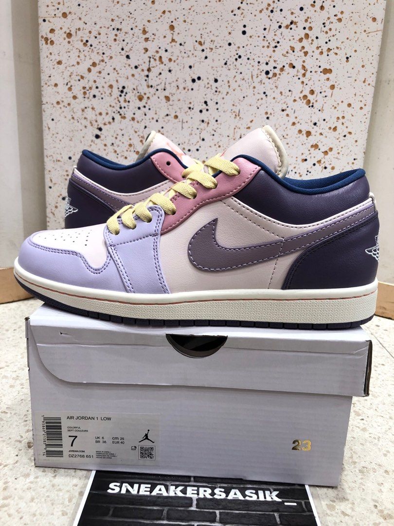 Nike Jordan 1 low pastel Purple (w), Fesyen Pria, Sepatu , Sneakers di Carousell