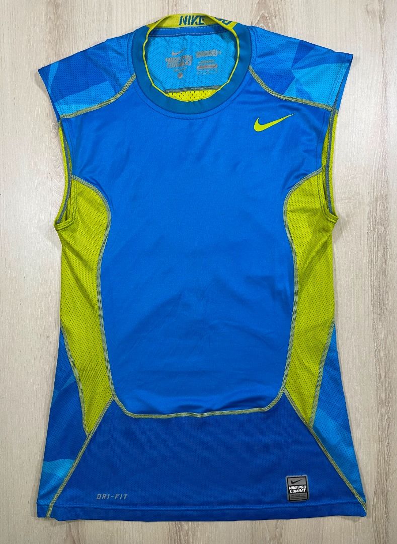 Nike Pro Combat Blue Sleeveless Compression #CT Used, Men's Fashion,  Activewear on Carousell