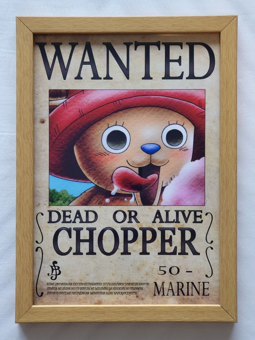 One Piece Wanted Chopper Poster with Frame on Carousell