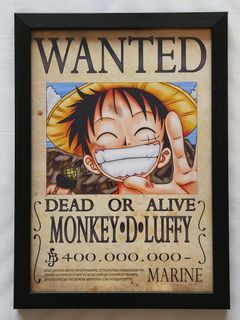 One Piece Wanted Luffy Poster with Frame