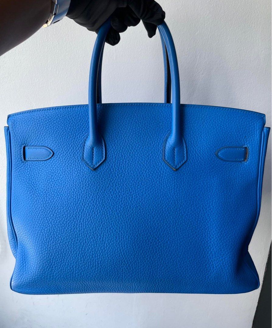 Onhand Authentic Hermes Birkin 35 B35 Blue Hydra Hand Bag with Entrupy