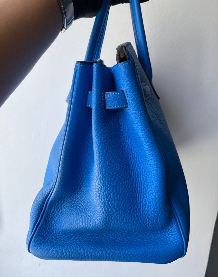 Onhand Authentic Hermes Birkin 35 B35 Blue Hydra Hand Bag with Entrupy