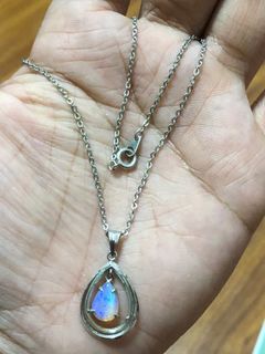 Opal necklace stainless steel setting