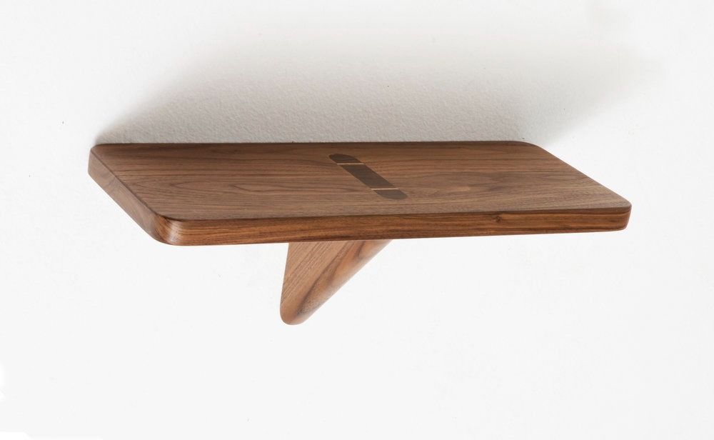 Original Conran Shop Gabriel Tan Designer Tenon Wall Shelf in Solid Walnut  Wood