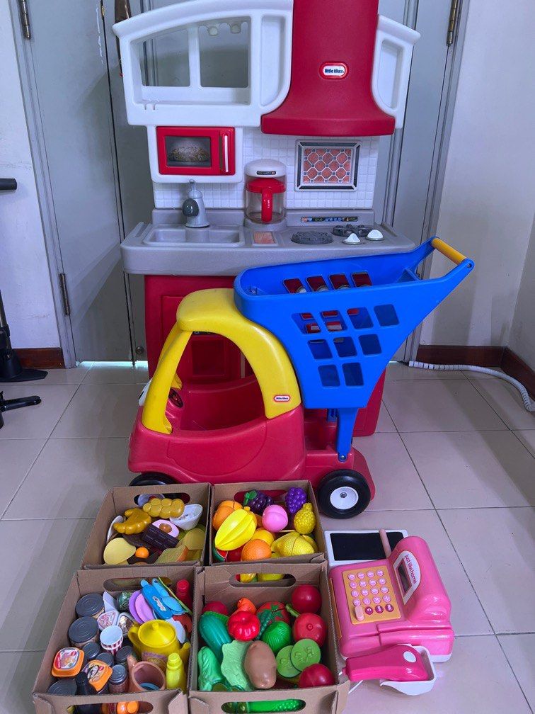 Original Little Tikes Kitchen Playset, Supermarket Trolley and Tea Set