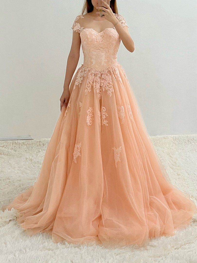peachy lace sleeve gown prom d 1683988826 4956f2d0 progressive