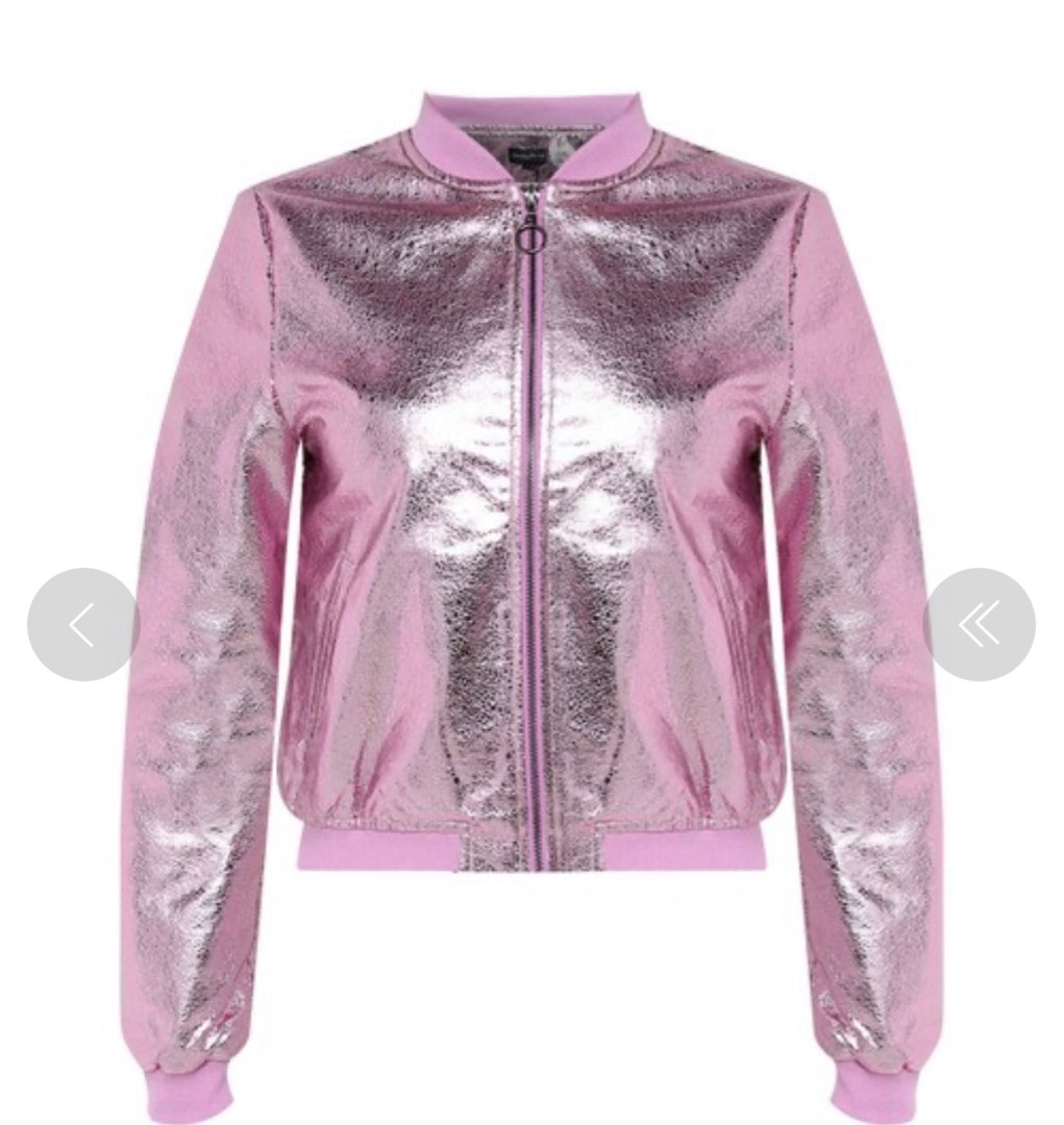Pink metallic bomber best sale jacket