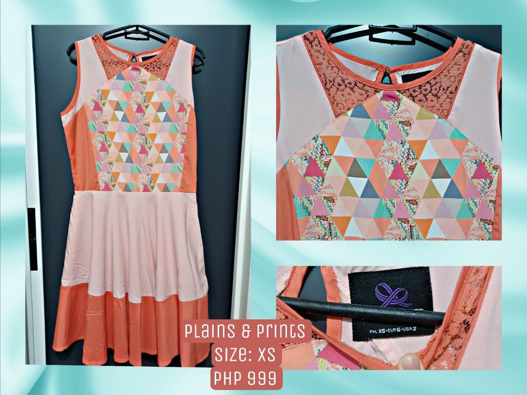 PLAINS & PRINTS DRESS (Category: Dresses) located in Manila. Submitted by twentythirdstore (Listing ID 1231768753, Image 1). Description: Plains & Prints Size: XS.
