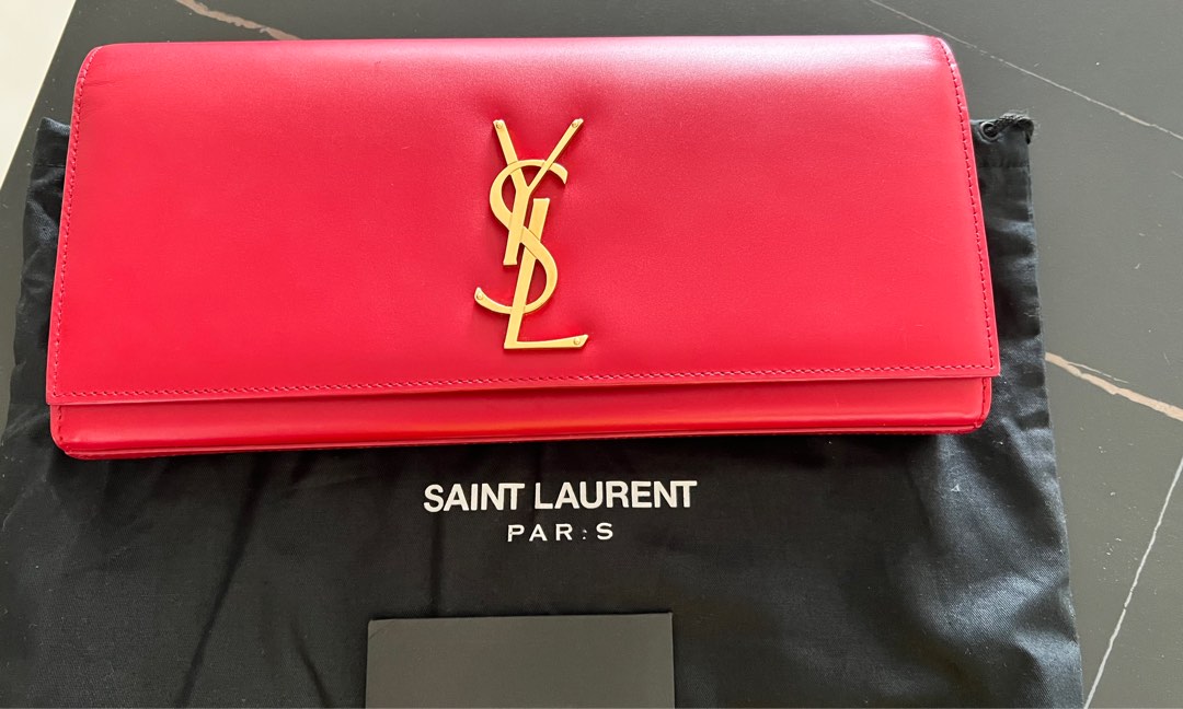 Preowned YSL clutch in red, Luxury, Bags & Wallets on Carousell