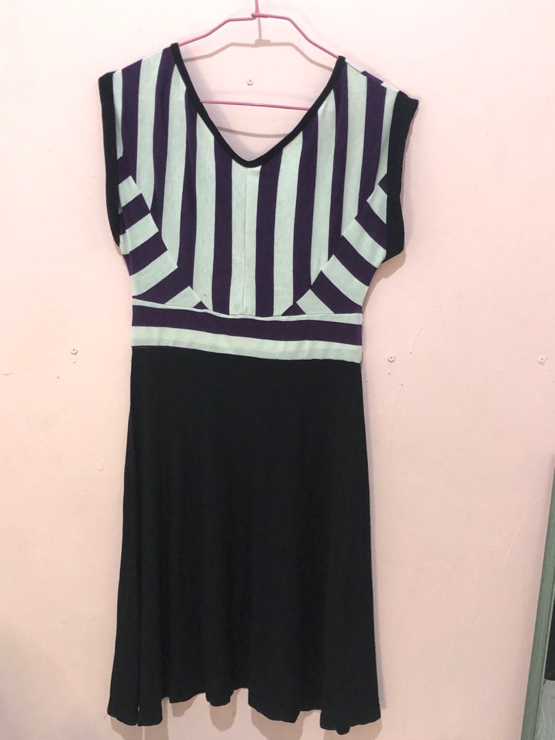 Purple Dress Stripes Plus Size on Carousell