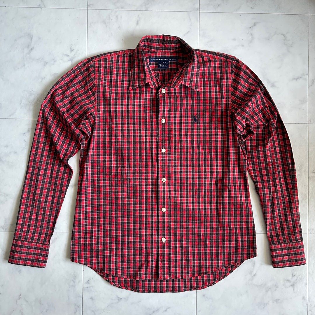 Red plaid polo best sale button down