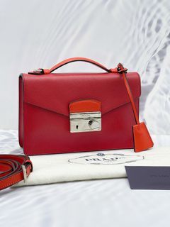 PRADA Traveling Bag Handbag Mini Logo Zipper BL0095 Saffiano