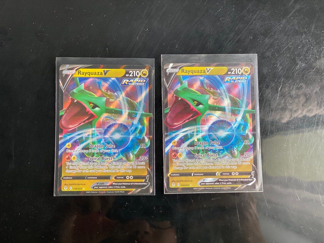 Rayquaza v Pokemon tcg, Hobbies & Toys, Toys & Games on Carousell