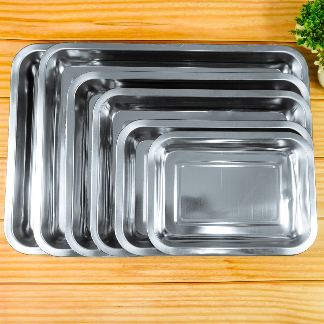Rectangular Serving Tray Stainless Steel Multipurpose Serveware Platter ...