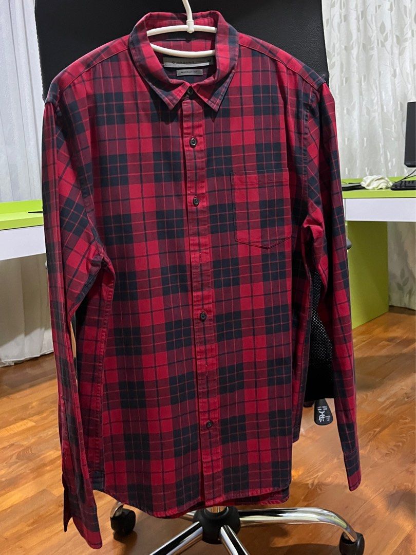 Red and Black Flannel Shirt, Men's Fashion, Tops & Sets, Formal Shirts ...