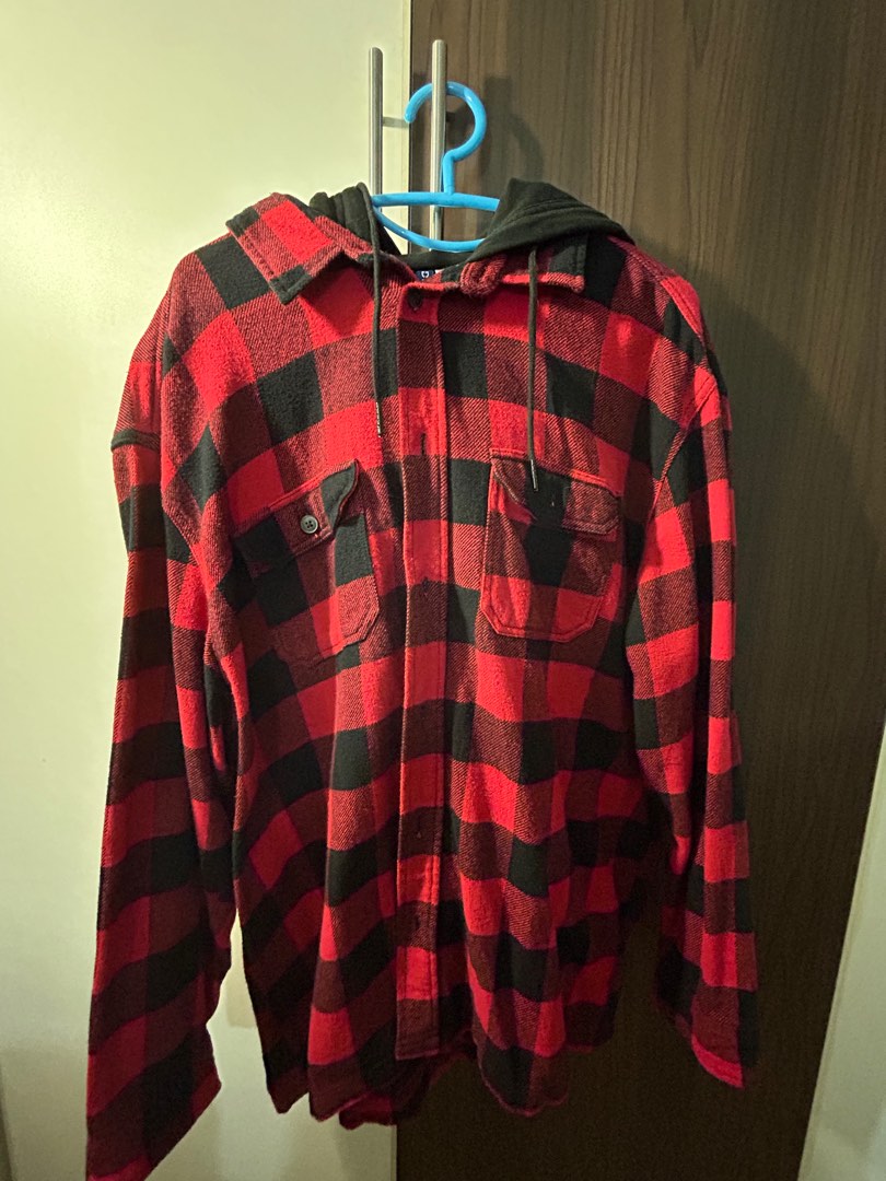 Checkered jacket with hood on sale