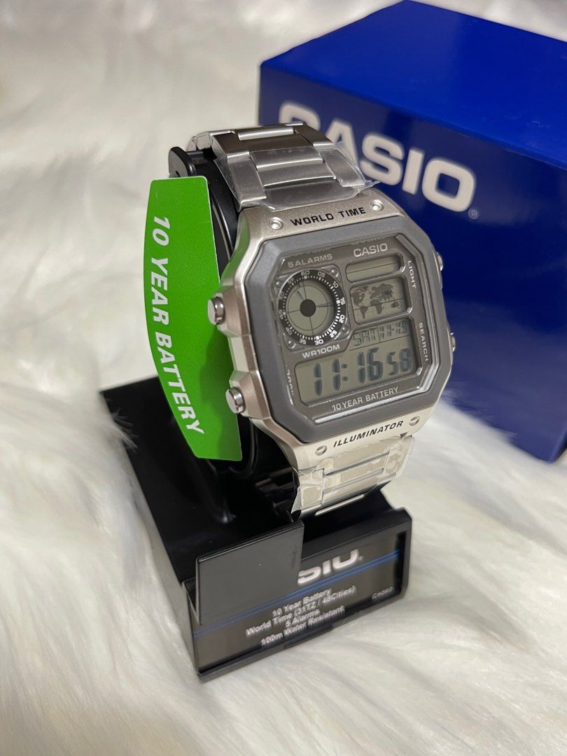 Restock Casio Men s 10 Year Battery with Stainless Steel Strap